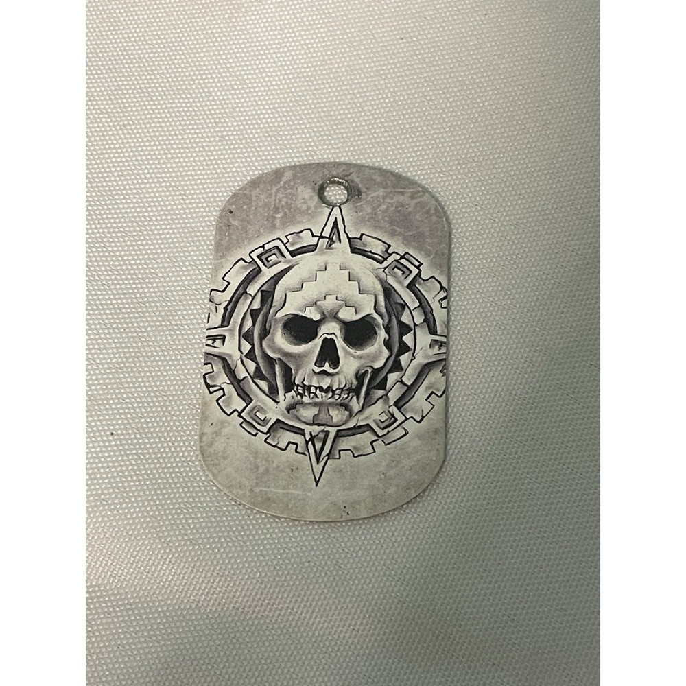 Laser Engraved Scull  Military Style‎ Dog Tag Key Chain